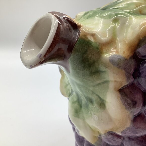 Majolica Vintage Grape Designed Pitcher, Made in Portugal Collectible Serveware - Picture 4 of 12